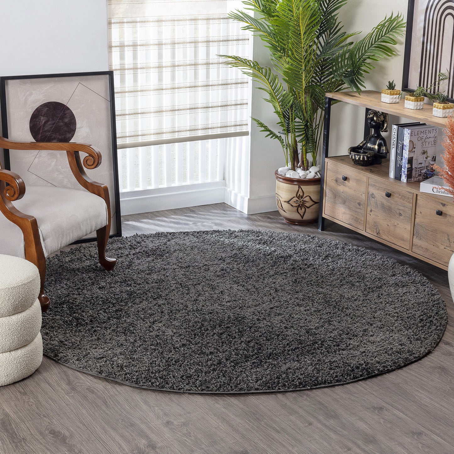 TORRIS Shaggy Rug I Living Room, Bedroom, Hallway I Modern Boho Area Rug, Soft Fluffy Rug, Plush Pile, Large Thick Rug I Dark Grey