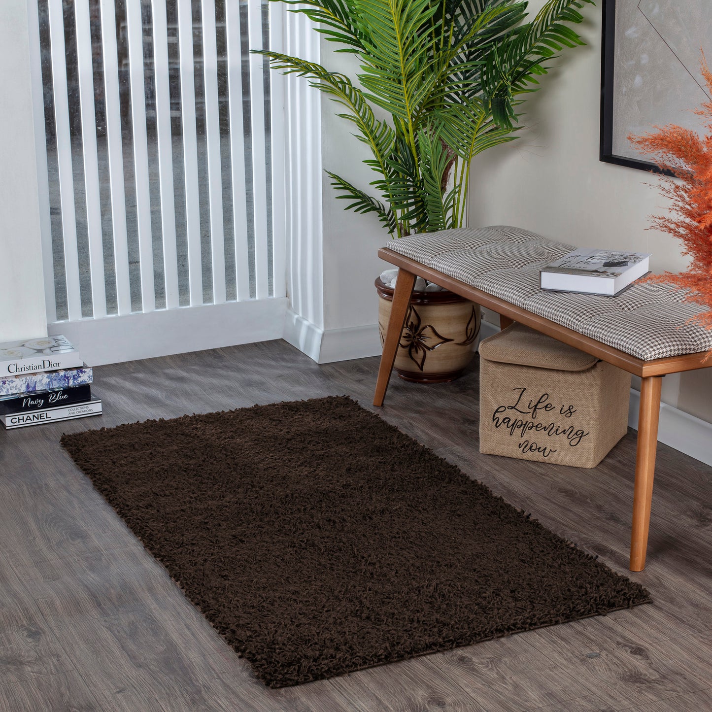 TORRIS Shaggy Rug I Living Room, Bedroom, Hallway I Modern Boho Area Rug, Soft Fluffy Rug, Plush Pile, Large Thick Rug I Dark Brown