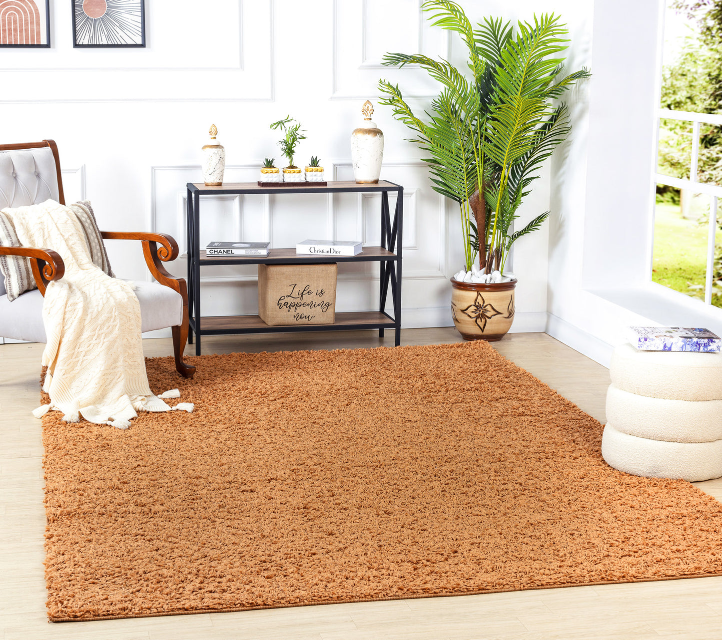 TORRIS Shaggy Rug I Living Room, Bedroom, Hallway I Modern Boho Area Rug, Soft Fluffy Rug, Plush Pile, Large Thick Rug I Terracotta