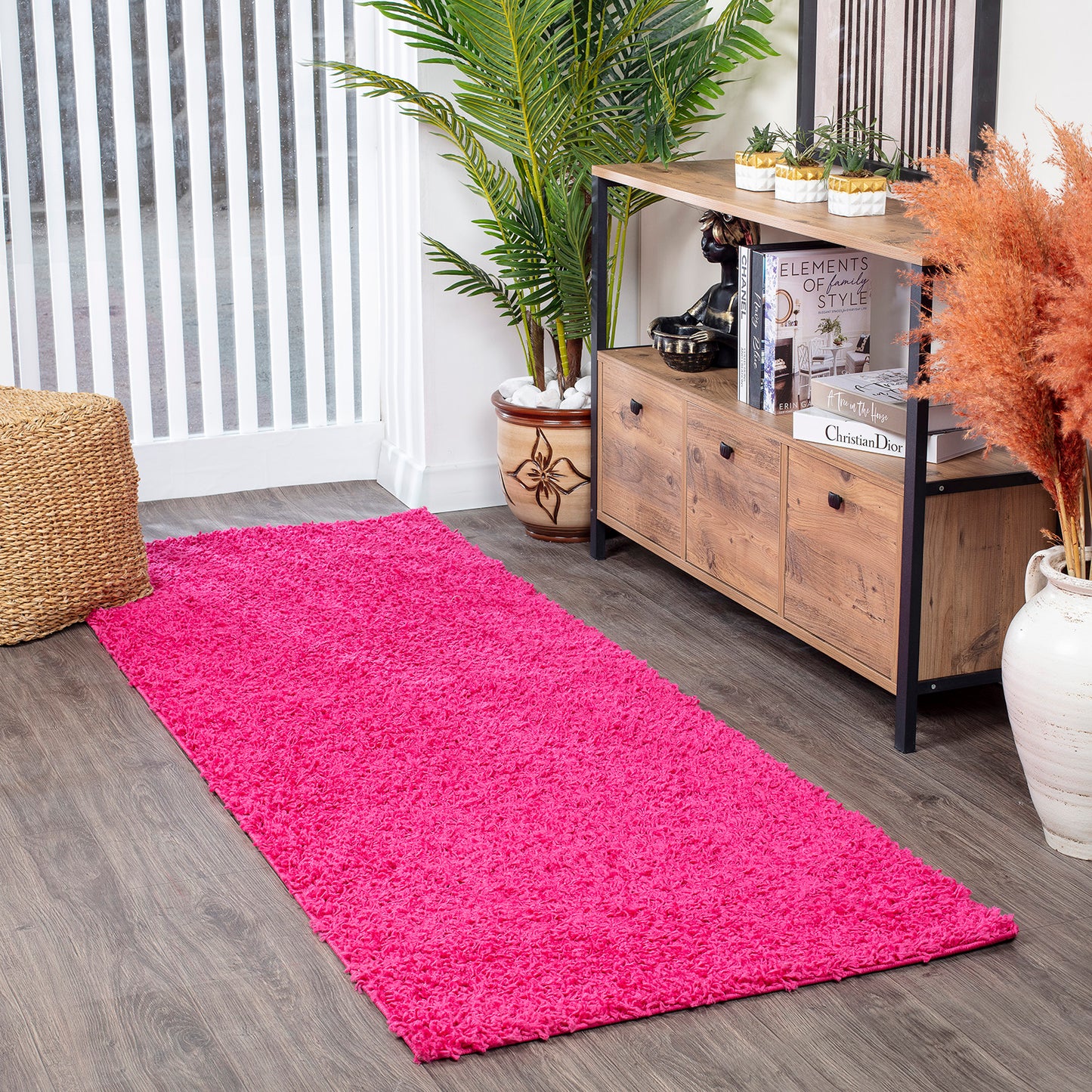 TORRIS Shaggy Rug I Living Room, Bedroom, Hallway I Modern Boho Area Rug, Soft Fluffy Rug, Plush Pile, Large Thick Rug I Fuschia