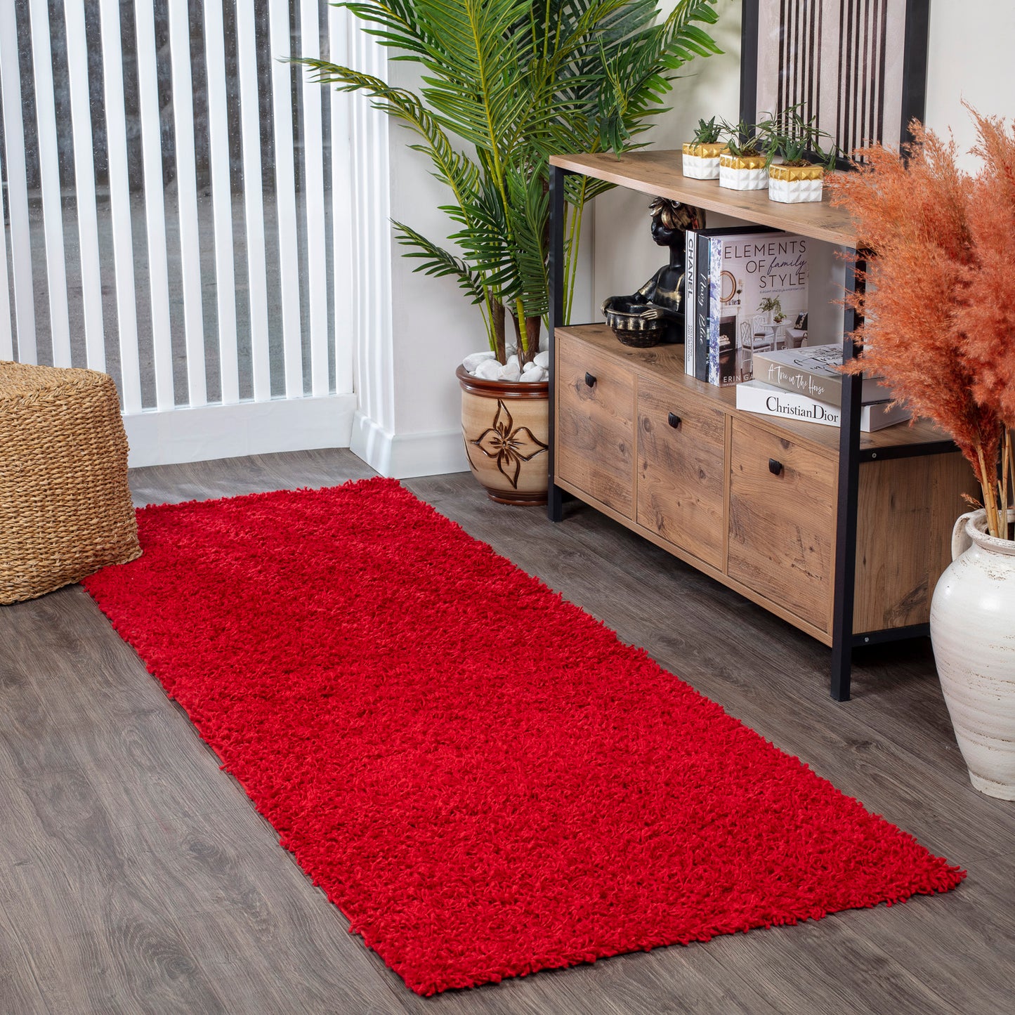 TORRIS Shaggy Rug I Living Room, Bedroom, Hallway I Modern Boho Area Rug, Soft Fluffy Rug, Plush Pile, Large Thick Rug, Easy Care I Red