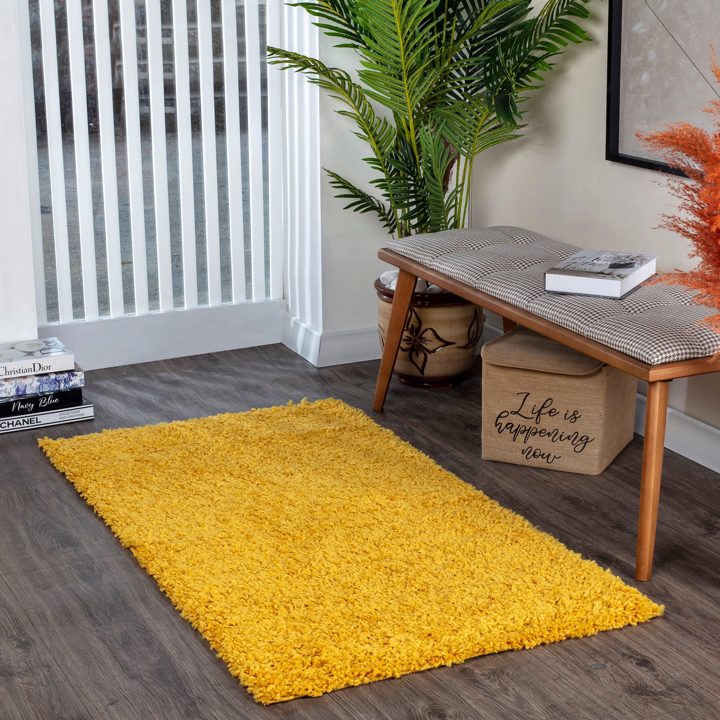 TORRIS Shaggy Rug I Living Room, Bedroom, Hallway I Modern Boho Area Rug, Soft Fluffy Rug, Plush Pile, Large Thick Rug I Yellow