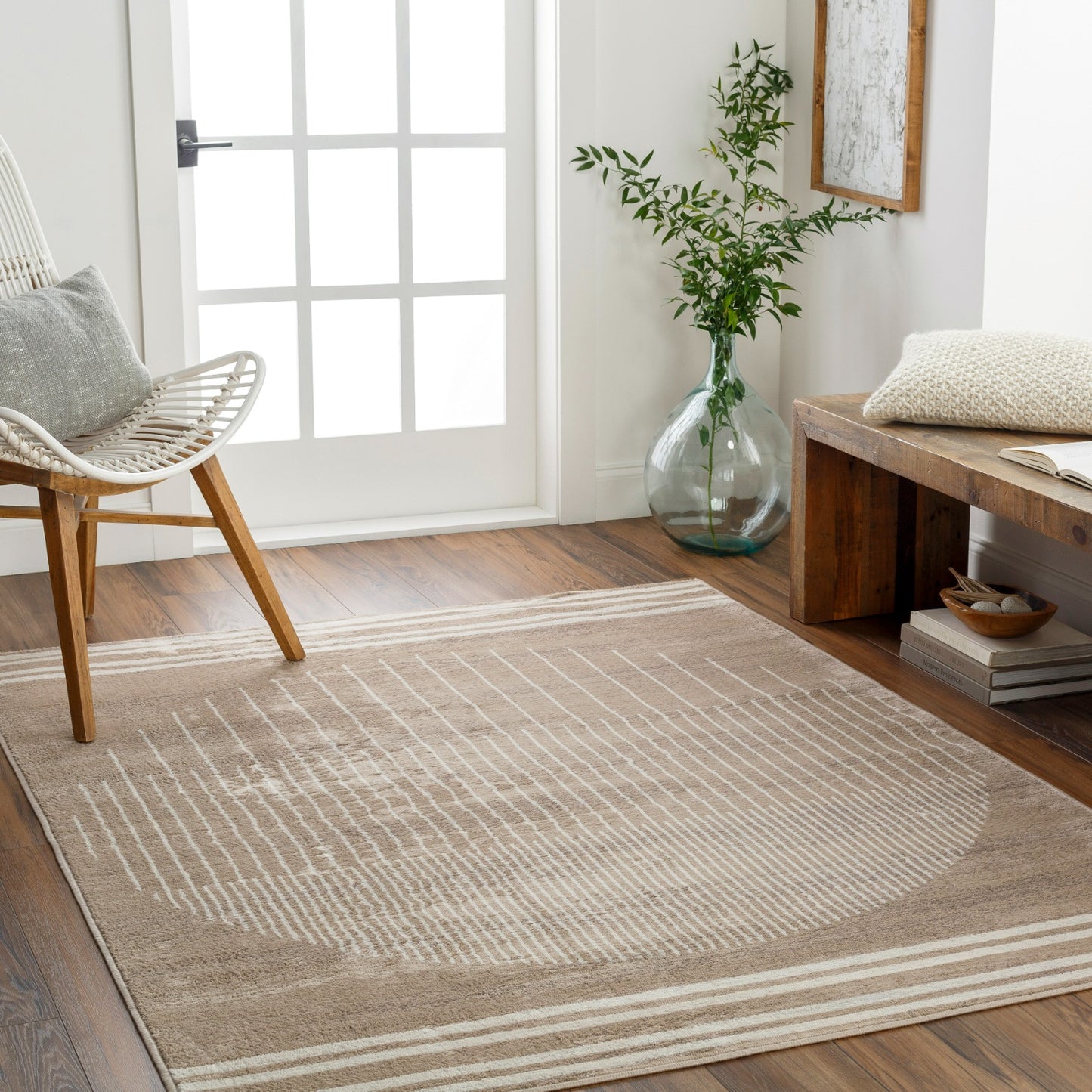 NEERBOSCH Scandi Rug I Living Room, Bedroom, Dining I Modern Boho Area Rug, Soft Luxurious Rug, Short Pile, Easy Care I Tan, Beige