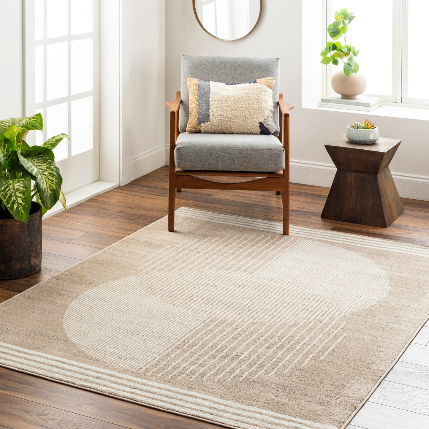 LAKIN Scandi Modern Boho Brown Area Rug