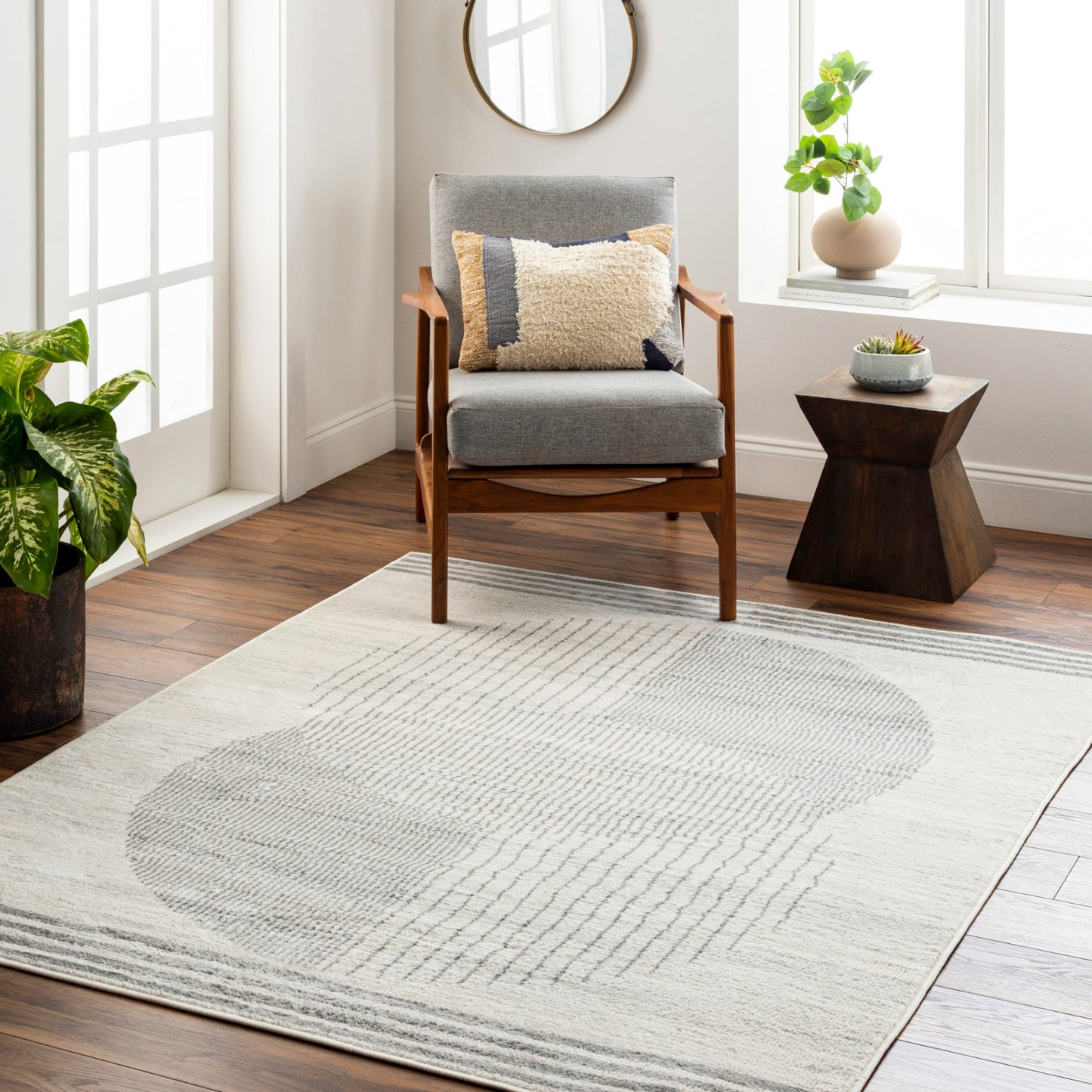 LAKIN Scandi Rug I Living Room, Bedroom, Dining I Modern Boho Area Rug, Soft Luxurious Rug, Short Pile, Easy Care I Beige, Grey