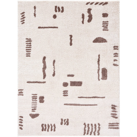 PRUNELLE Machine Washable Shaggy Boho Dark Brown Area Rug