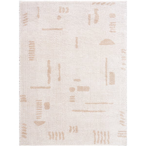 PRUNELLE Machine Washable Shaggy Boho Beige Area Rug