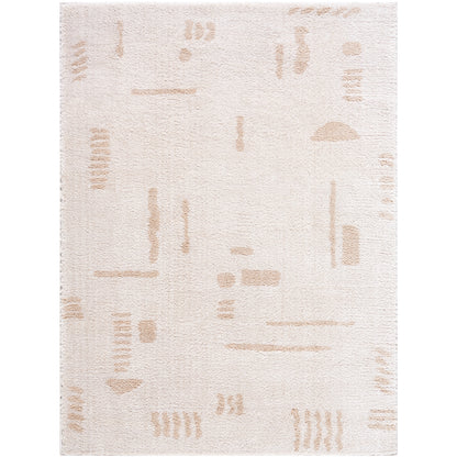 PRUNELLE Machine Washable Shaggy Boho Beige Area Rug