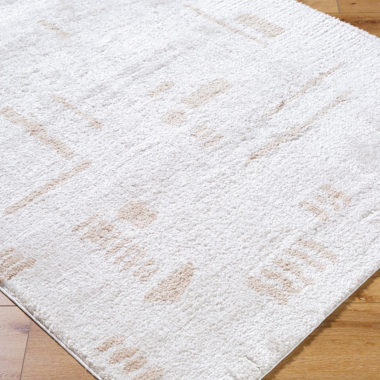 PRUNELLE Machine Washable Shaggy Boho Beige Area Rug