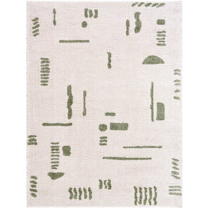 PRUNELLE Machine Washable Shaggy Boho Grass Green Area Rug