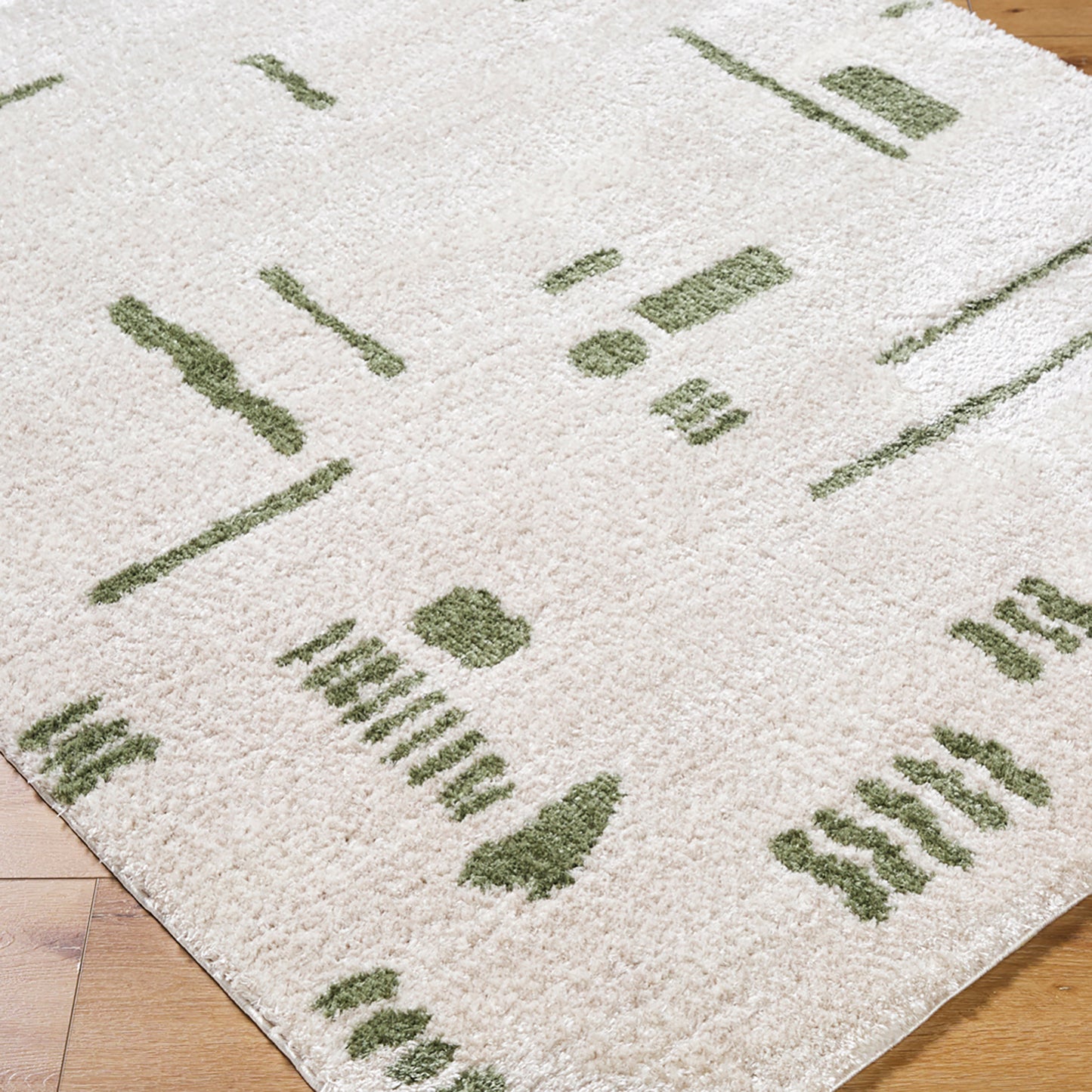 PRUNELLE Machine Washable Shaggy Boho Grass Green Area Rug