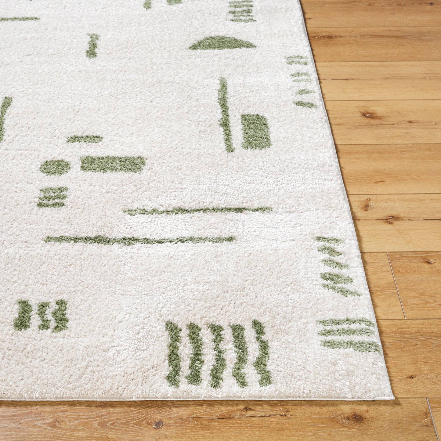 PRUNELLE Machine Washable Shaggy Boho Grass Green Area Rug