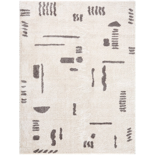 PRUNELLE Machine Washable Shaggy Boho Charcoal Area Rug