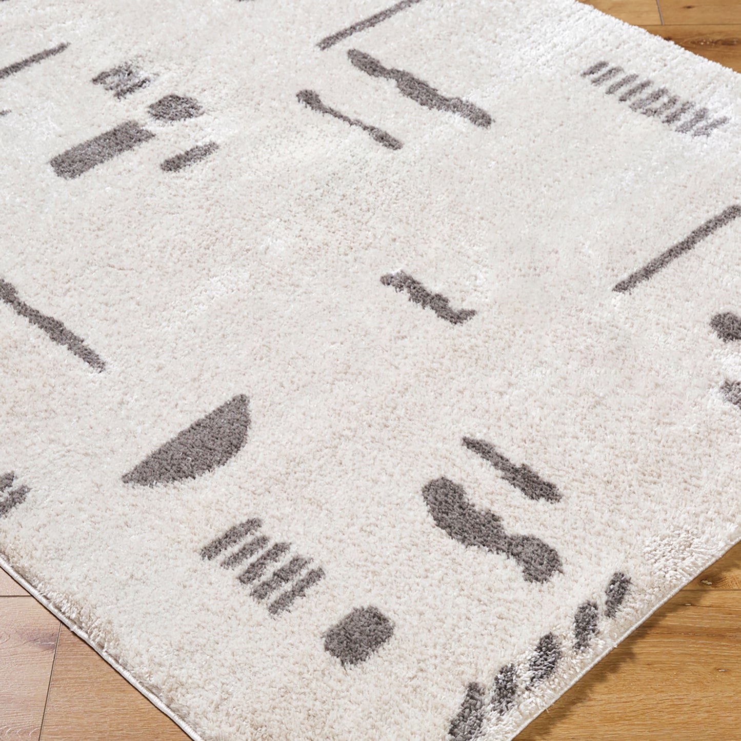 PRUNELLE Machine Washable Shaggy Boho Charcoal Area Rug