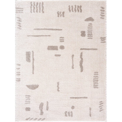 PRUNELLE Machine Washable Shaggy Boho Medium Grey Area Rug