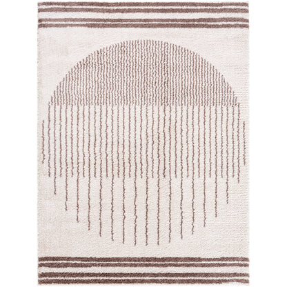 DONELLE Machine Washable Shaggy Boho Dark Brown Area Rug