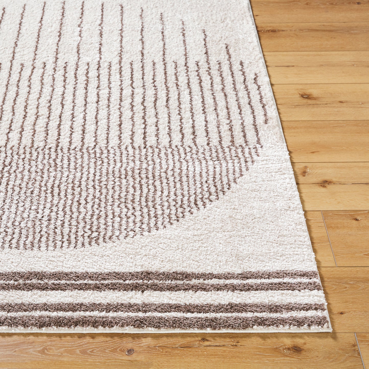 DONELLE Machine Washable Shaggy Boho Dark Brown Area Rug