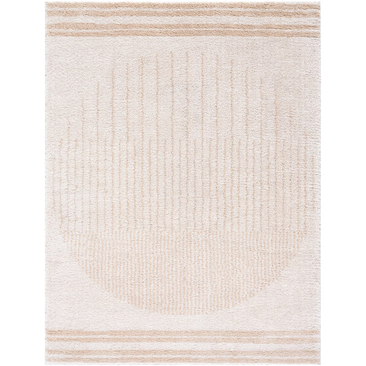 DONELLE Machine Washable Shaggy Boho Beige Area Rug