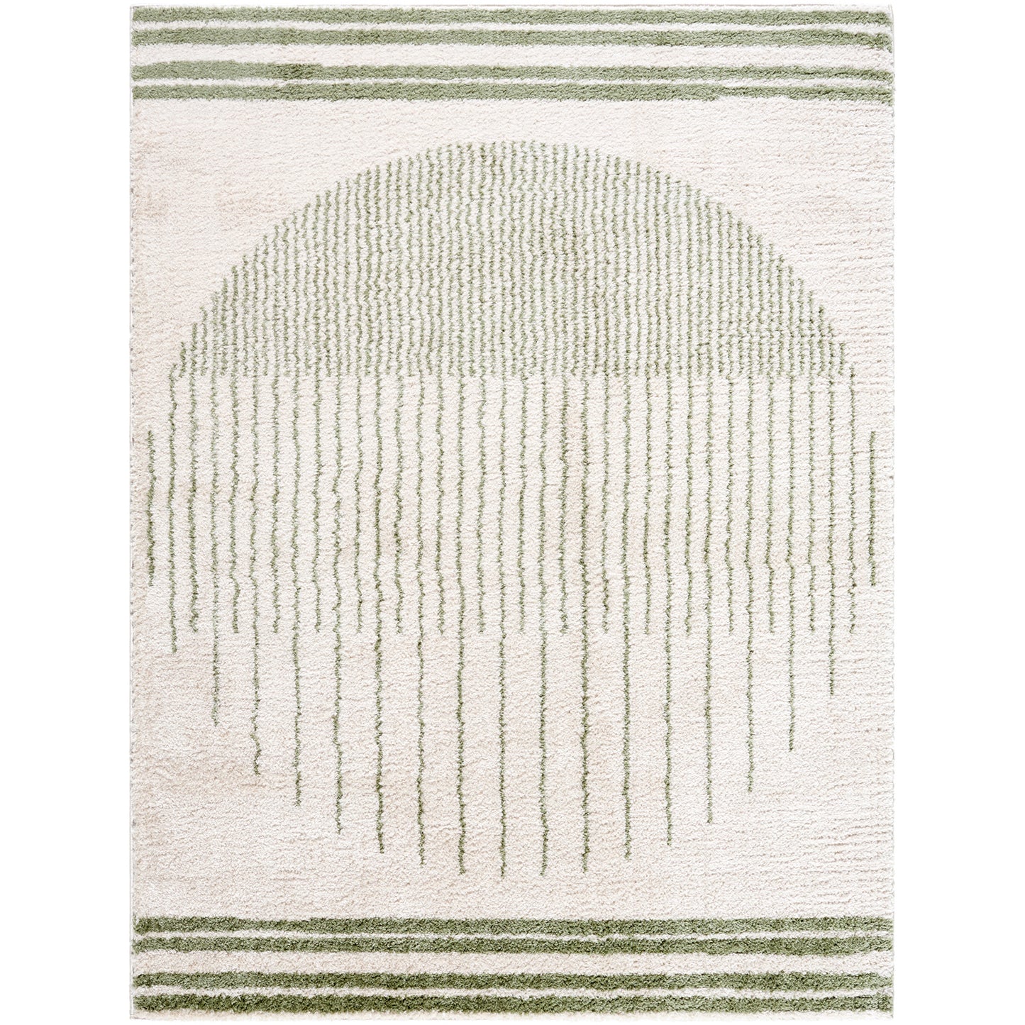 DONELLE Machine Washable Shaggy Boho Grass Green Area Rug