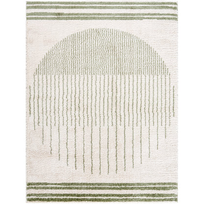 DONELLE Machine Washable Shaggy Boho Grass Green Area Rug