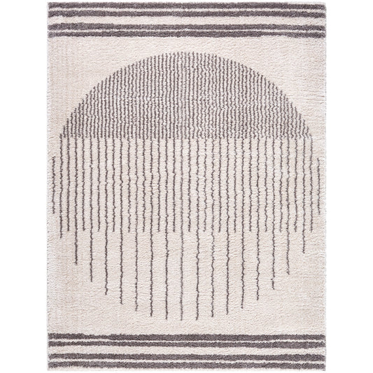 DONELLE Machine Washable Shaggy Boho Charcoal Area Rug