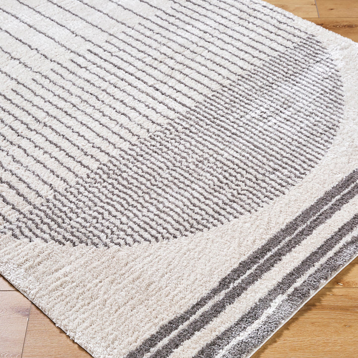 DONELLE Machine Washable Shaggy Boho Charcoal Area Rug