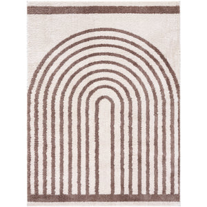 ANELLE Machine Washable Shaggy Boho Dark Brown Area Rug