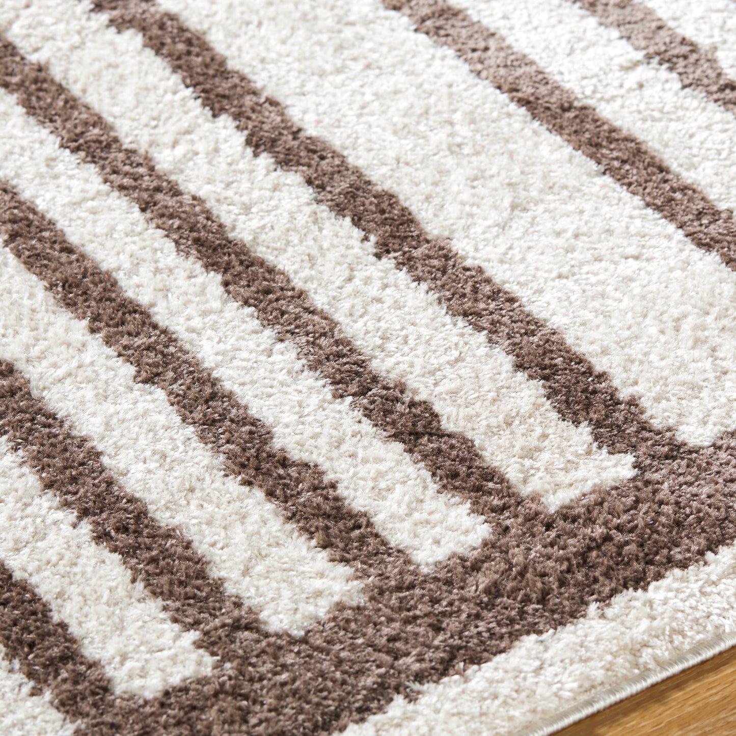 ANELLE Machine Washable Shaggy Boho Dark Brown Area Rug