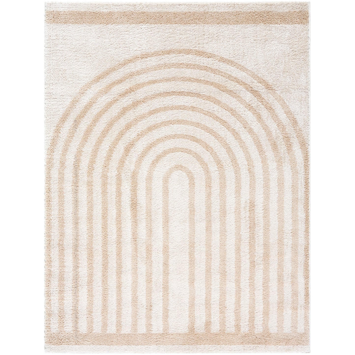 ANELLE Machine Washable Shaggy Boho Beige Area Rug