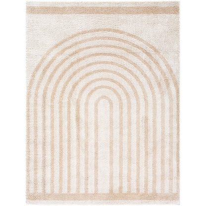 ANELLE Machine Washable Shaggy Boho Beige Area Rug