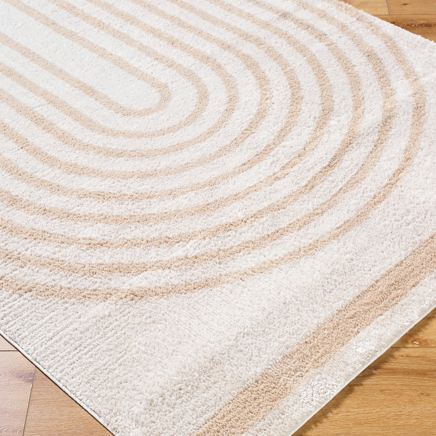 ANELLE Machine Washable Shaggy Boho Beige Area Rug