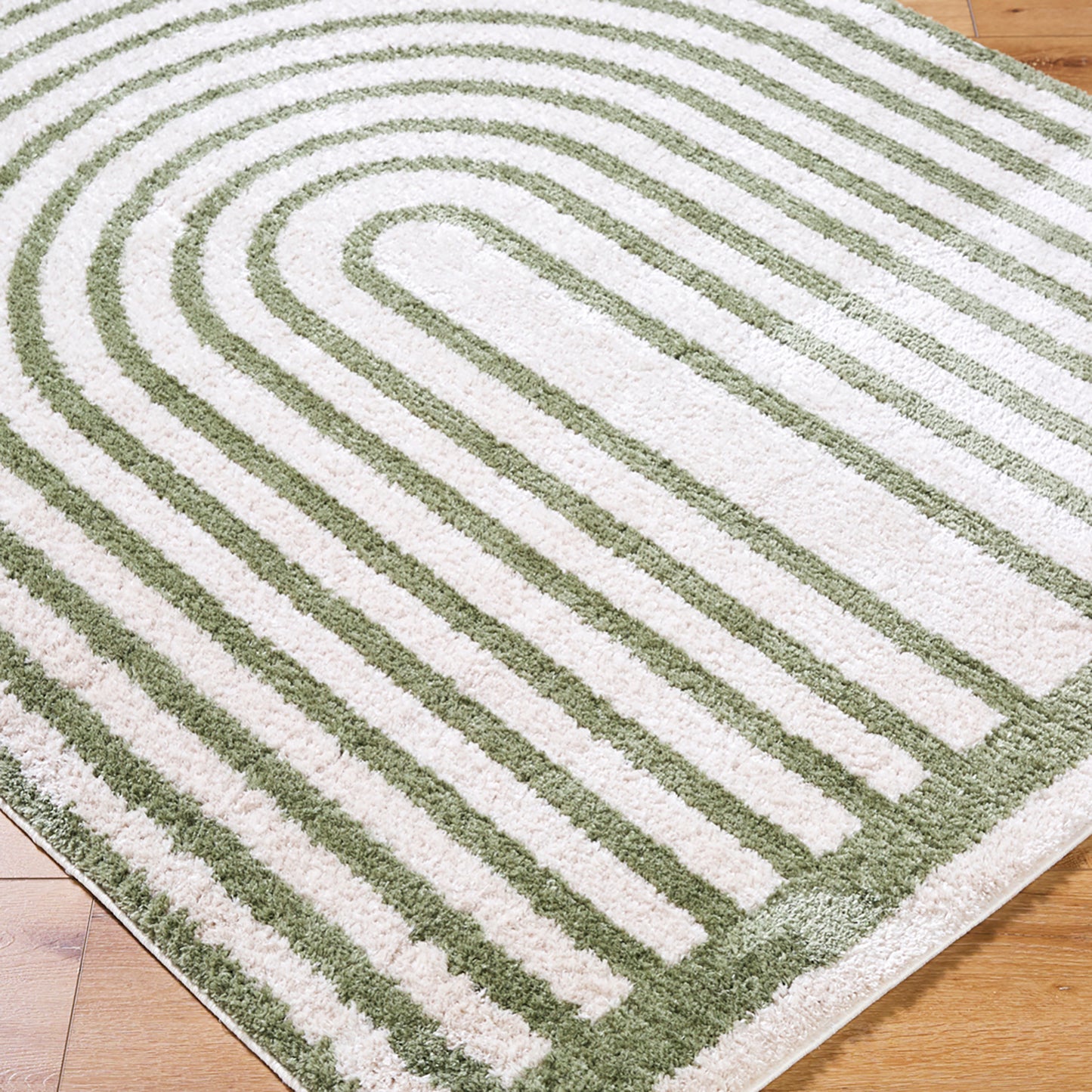 ANELLE Machine Washable Shaggy Boho Grass Green Area Rug