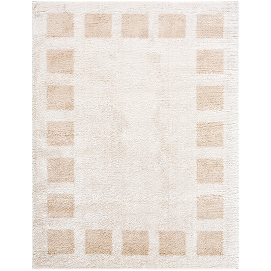 MAELLE Machine Washable Shaggy Boho Beige Area Rug