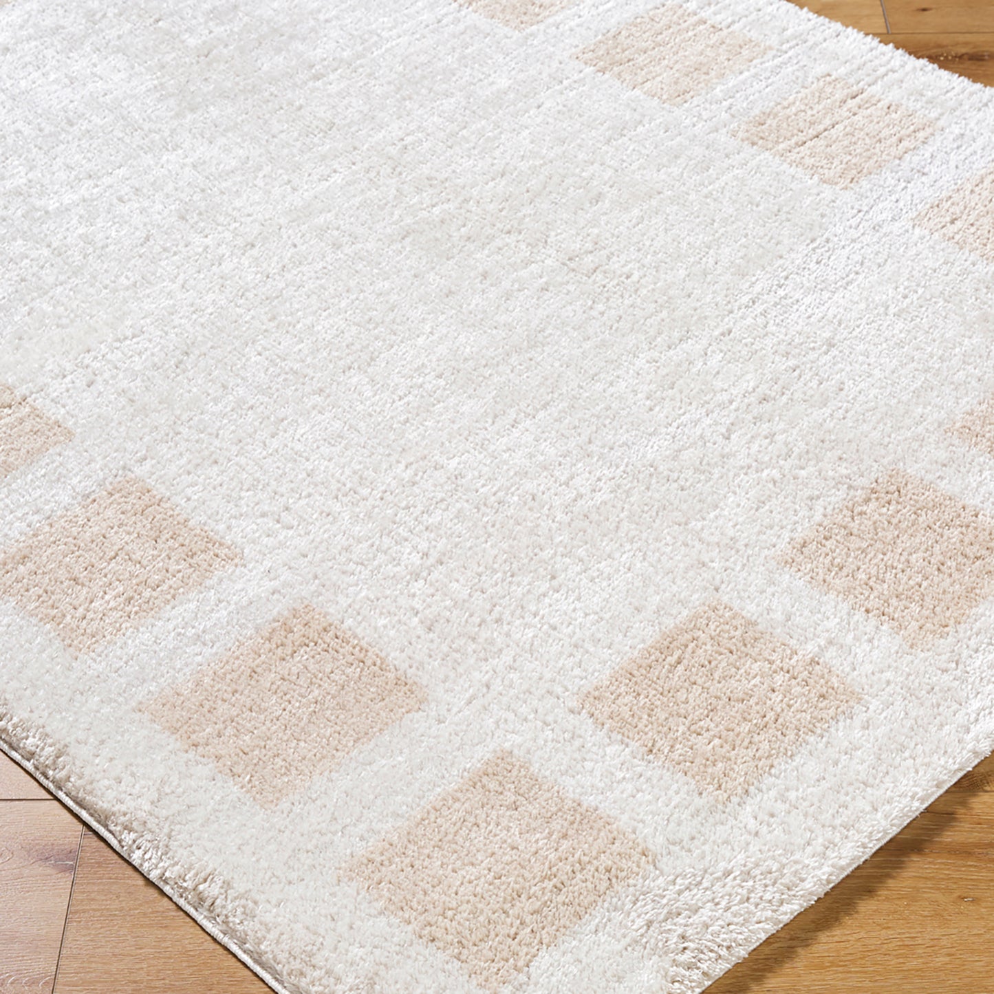 MAELLE Machine Washable Shaggy Boho Beige Area Rug