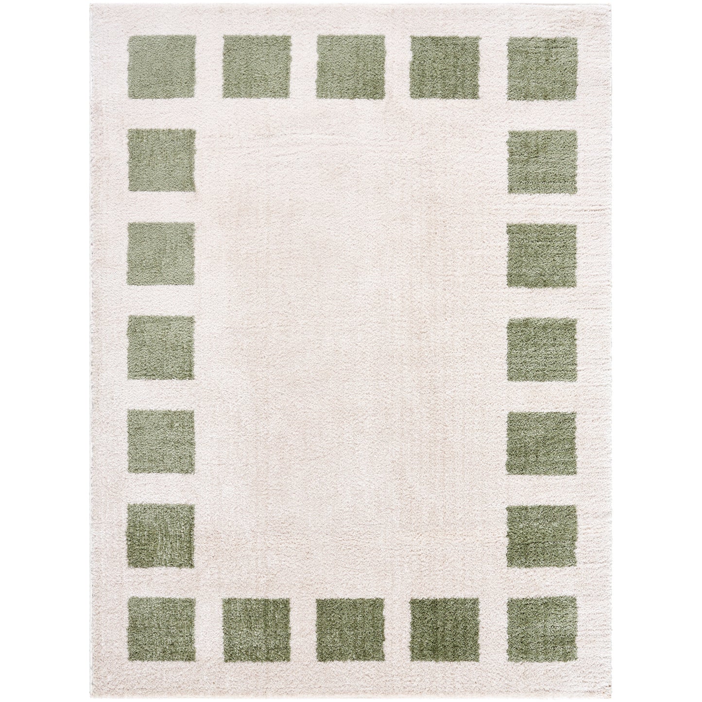 MAELLE Machine Washable Shaggy Boho Grass Green Area Rug