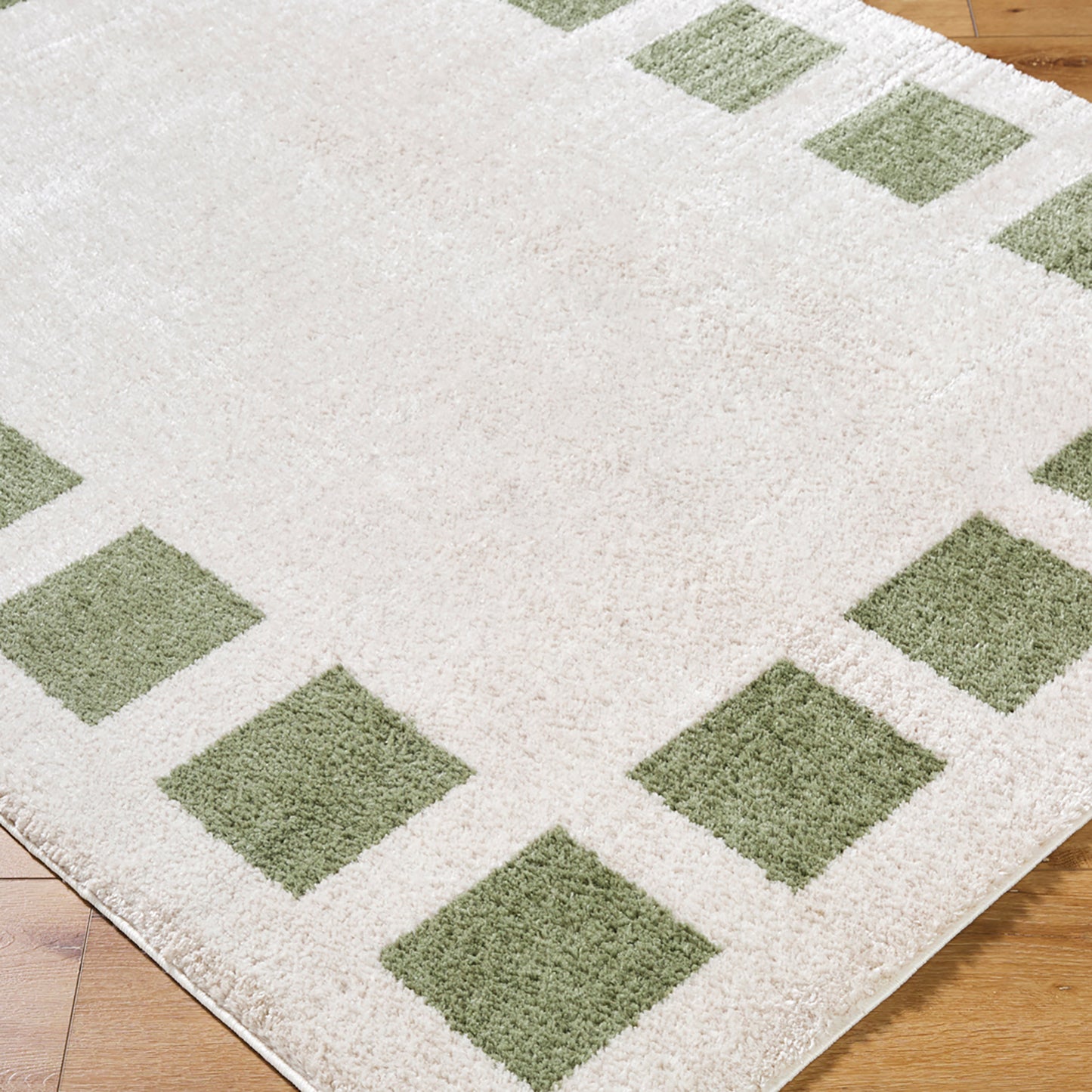 MAELLE Machine Washable Shaggy Boho Grass Green Area Rug