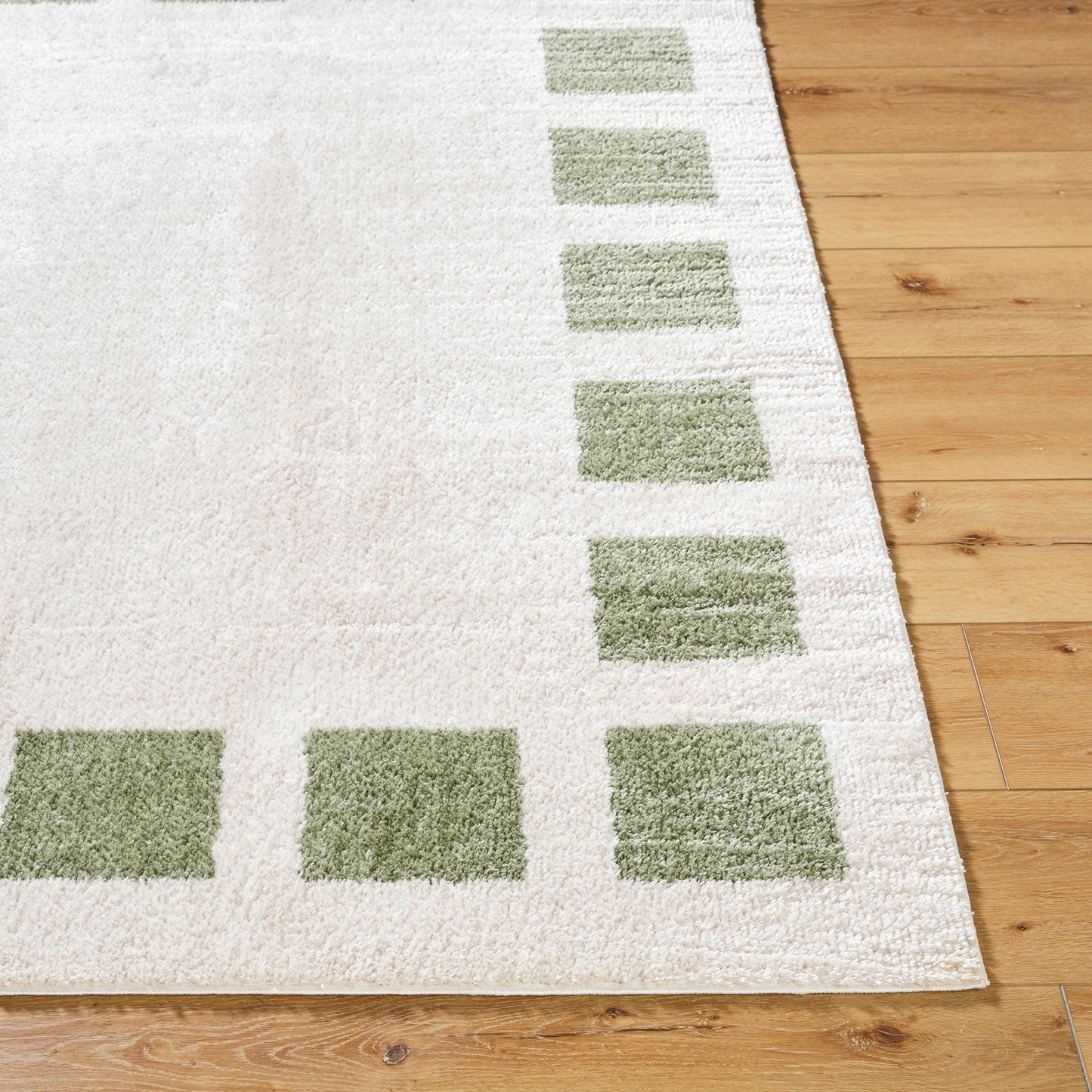 MAELLE Machine Washable Shaggy Boho Grass Green Area Rug