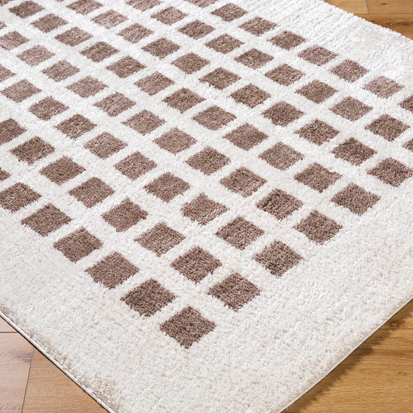 GISELE Machine Washable Shaggy Boho Dark Brown Area Rug