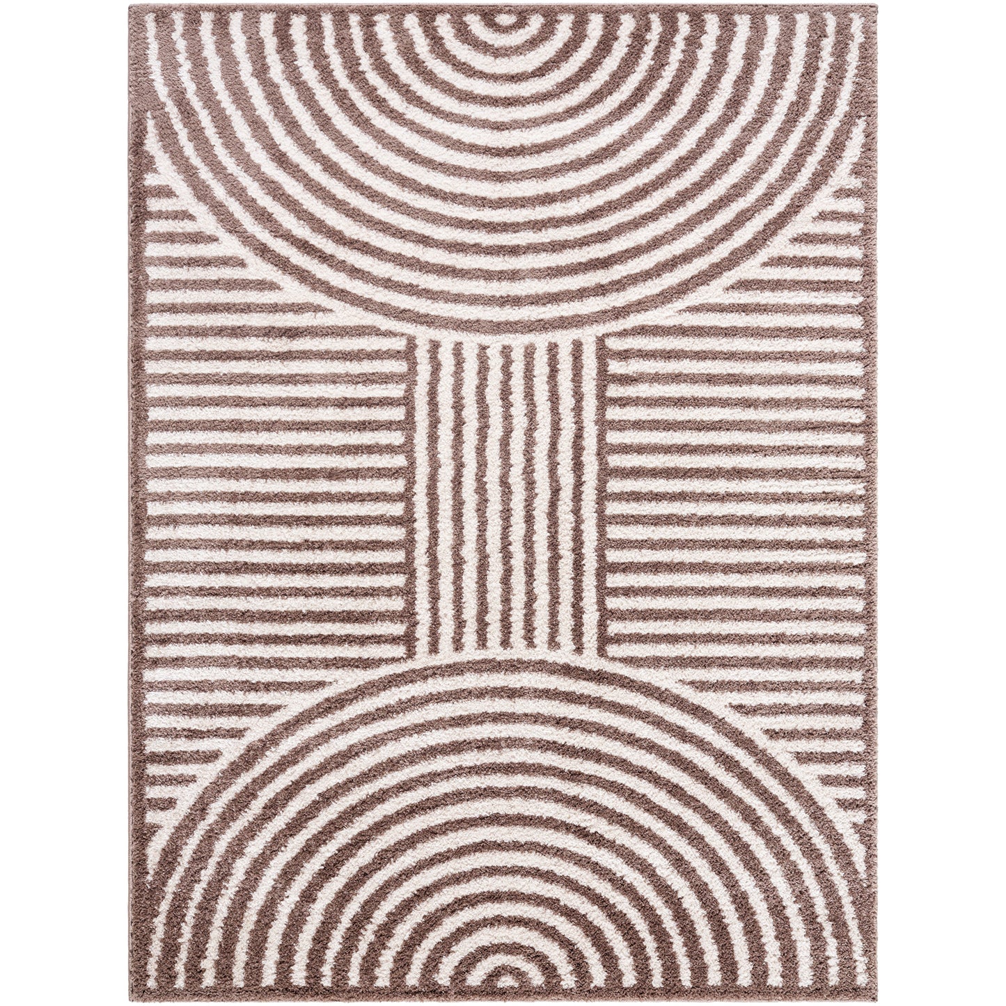 ESTELLE Machine Washable Shaggy Boho Dark Brown Area Rug