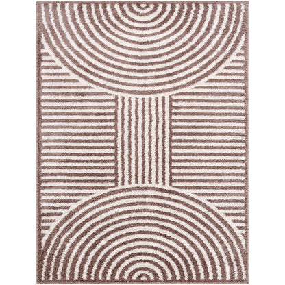 ESTELLE Machine Washable Shaggy Boho Dark Brown Area Rug