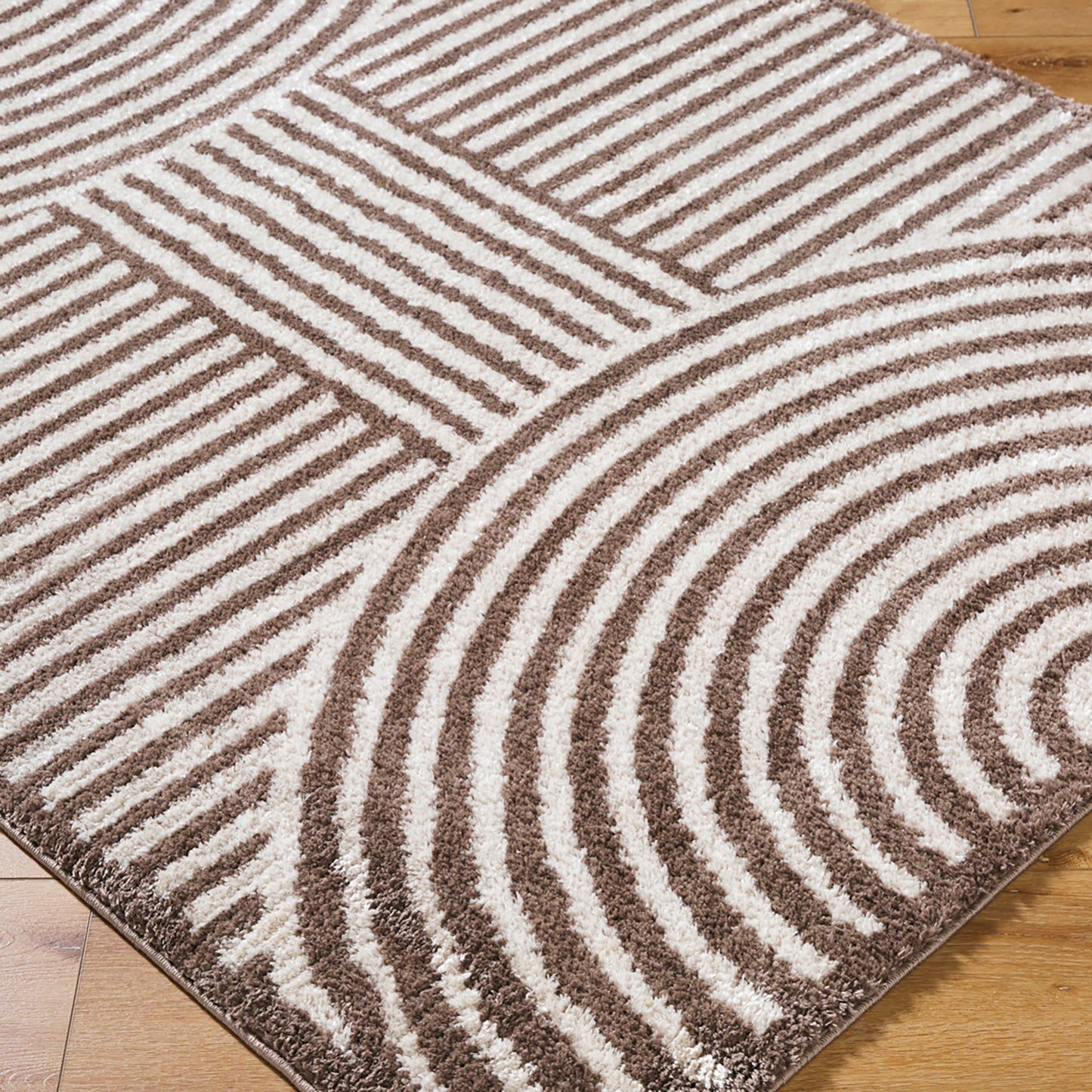 ESTELLE Machine Washable Shaggy Boho Dark Brown Area Rug