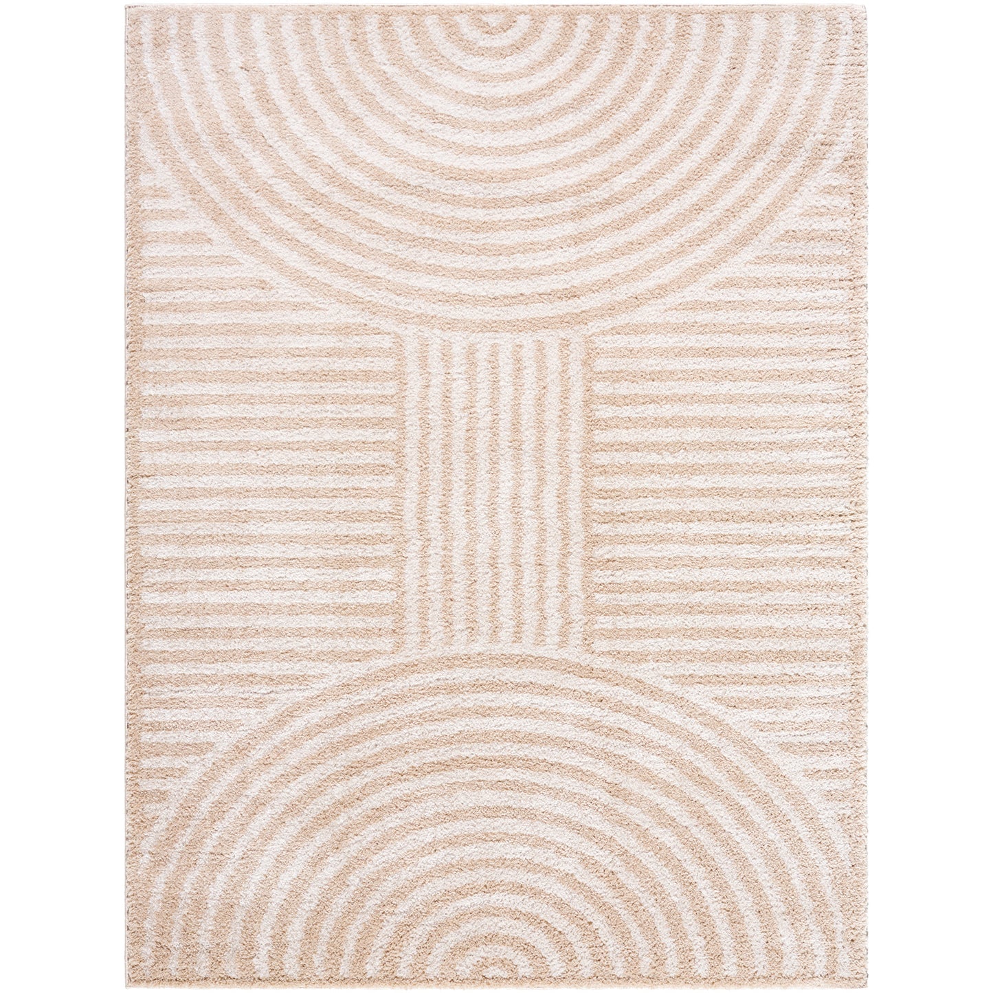 ESTELLE Machine Washable Shaggy Boho Beige Area Rug