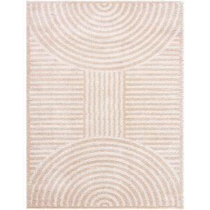 ESTELLE Machine Washable Shaggy Boho Beige Area Rug