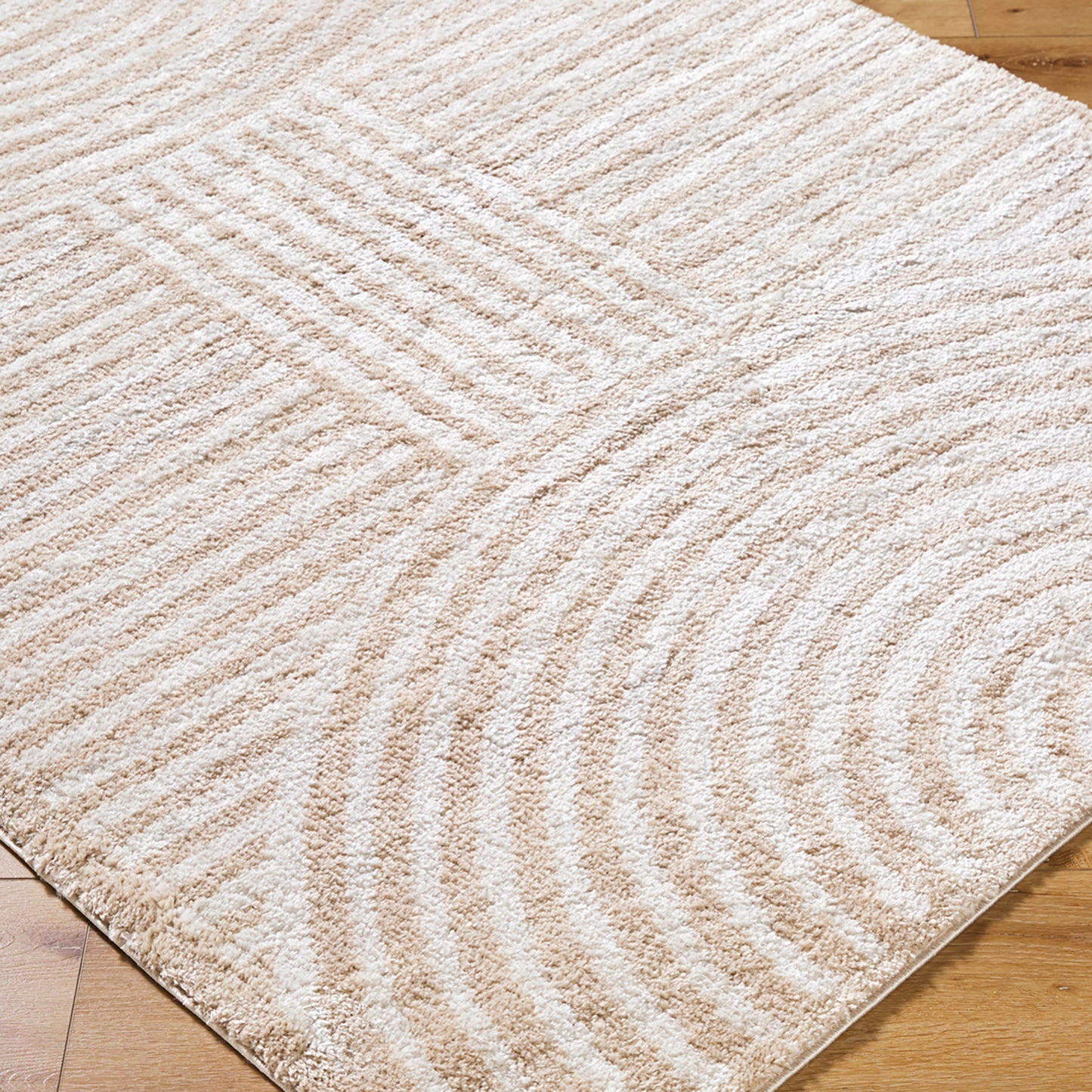 ESTELLE Machine Washable Shaggy Boho Beige Area Rug