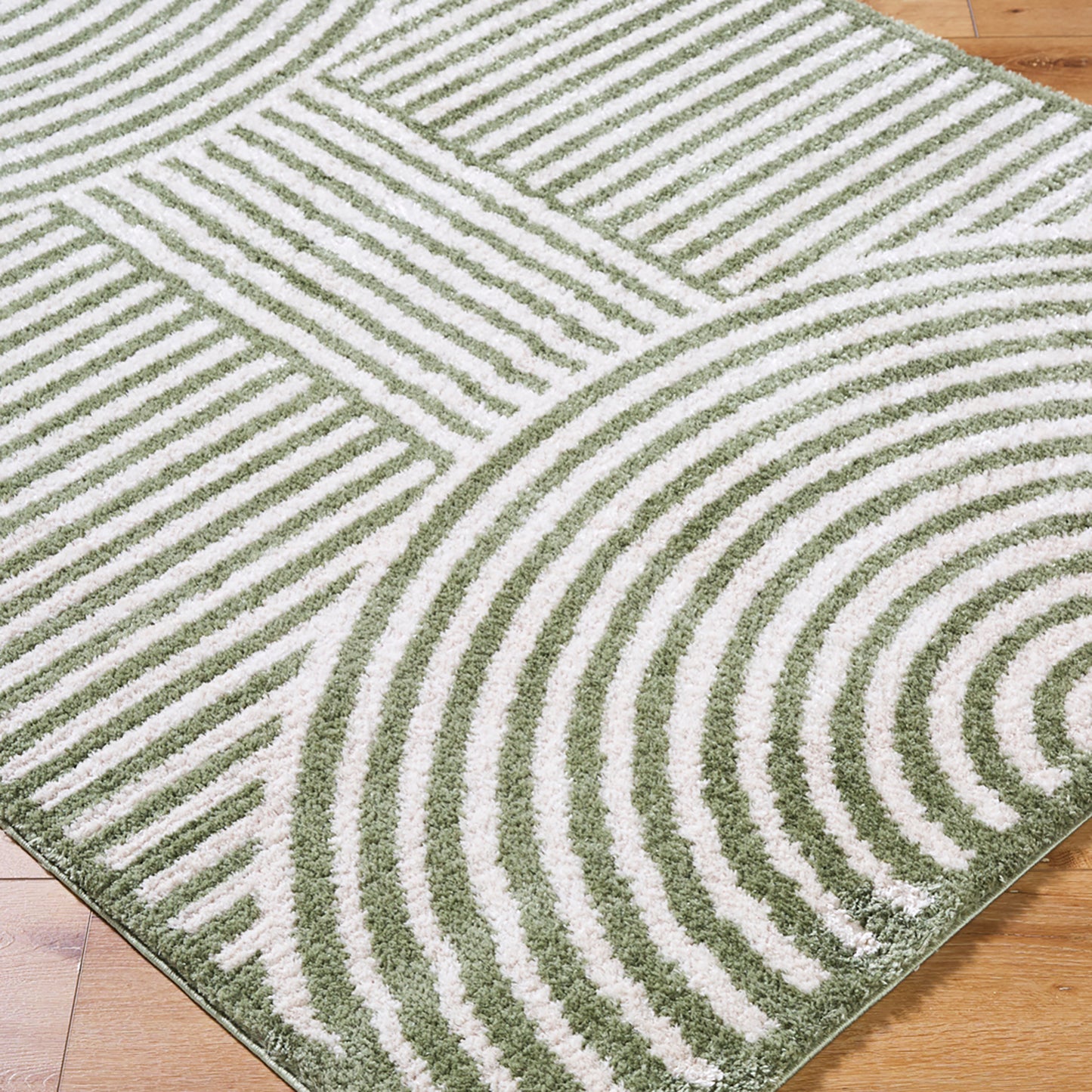 ESTELLE Machine Washable Shaggy Boho Grass Green Area Rug