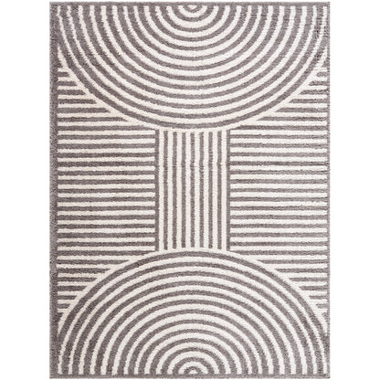 ESTELLE Machine Washable Shaggy Boho Charcoal Area Rug