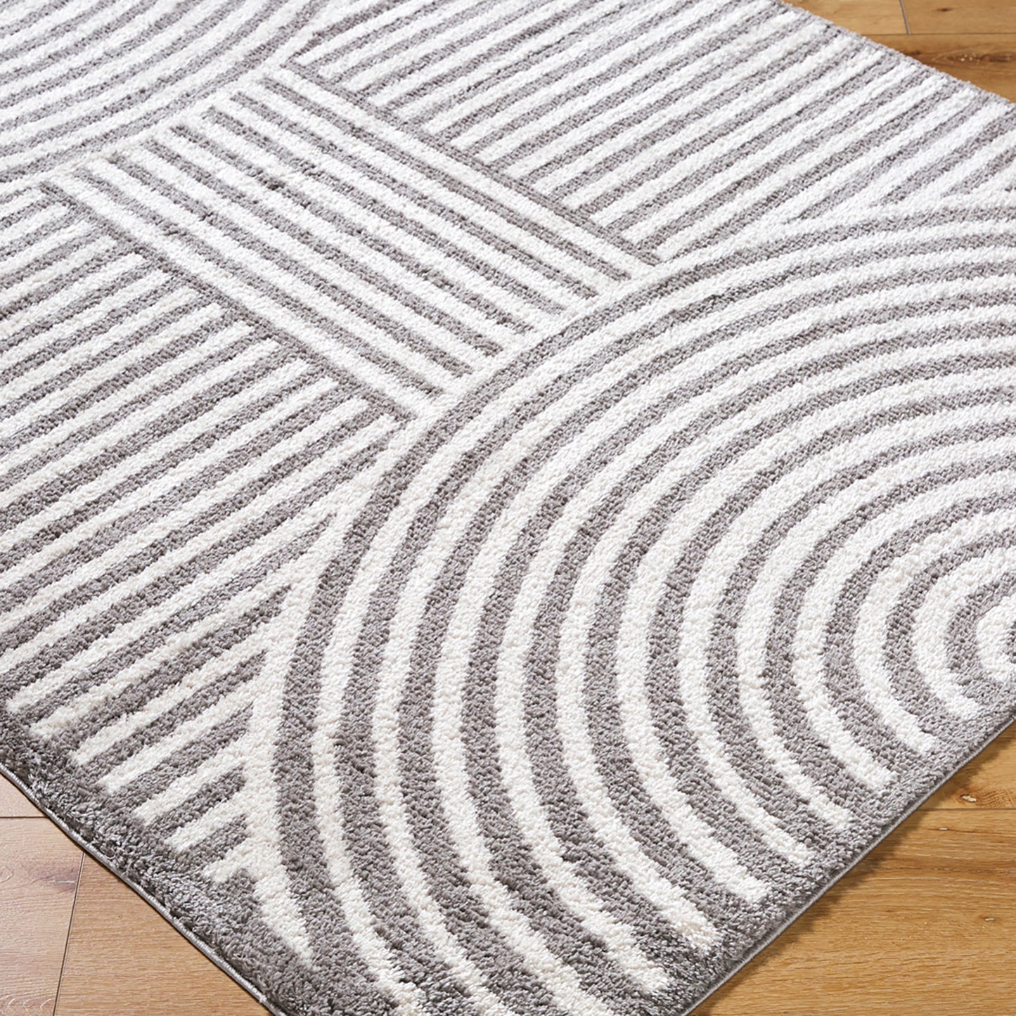 ESTELLE Machine Washable Shaggy Boho Charcoal Area Rug