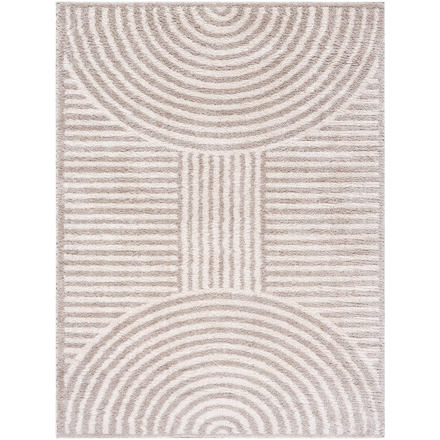 PRUNELLE Machine Washable Shaggy Boho Medium Grey Area Rug