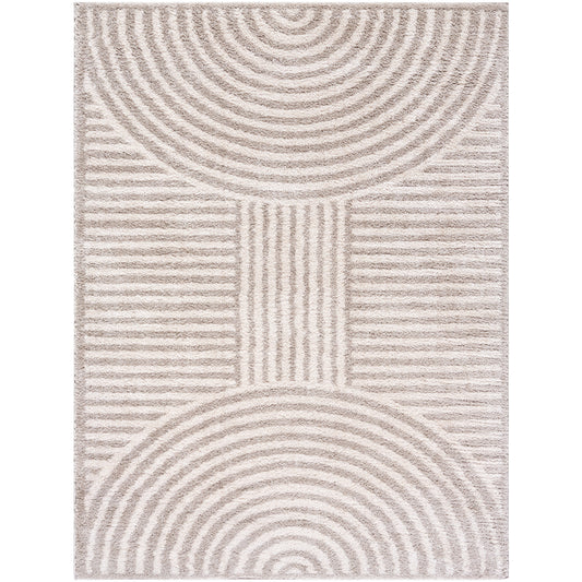 PRUNELLE Machine Washable Shaggy Boho Medium Grey Area Rug