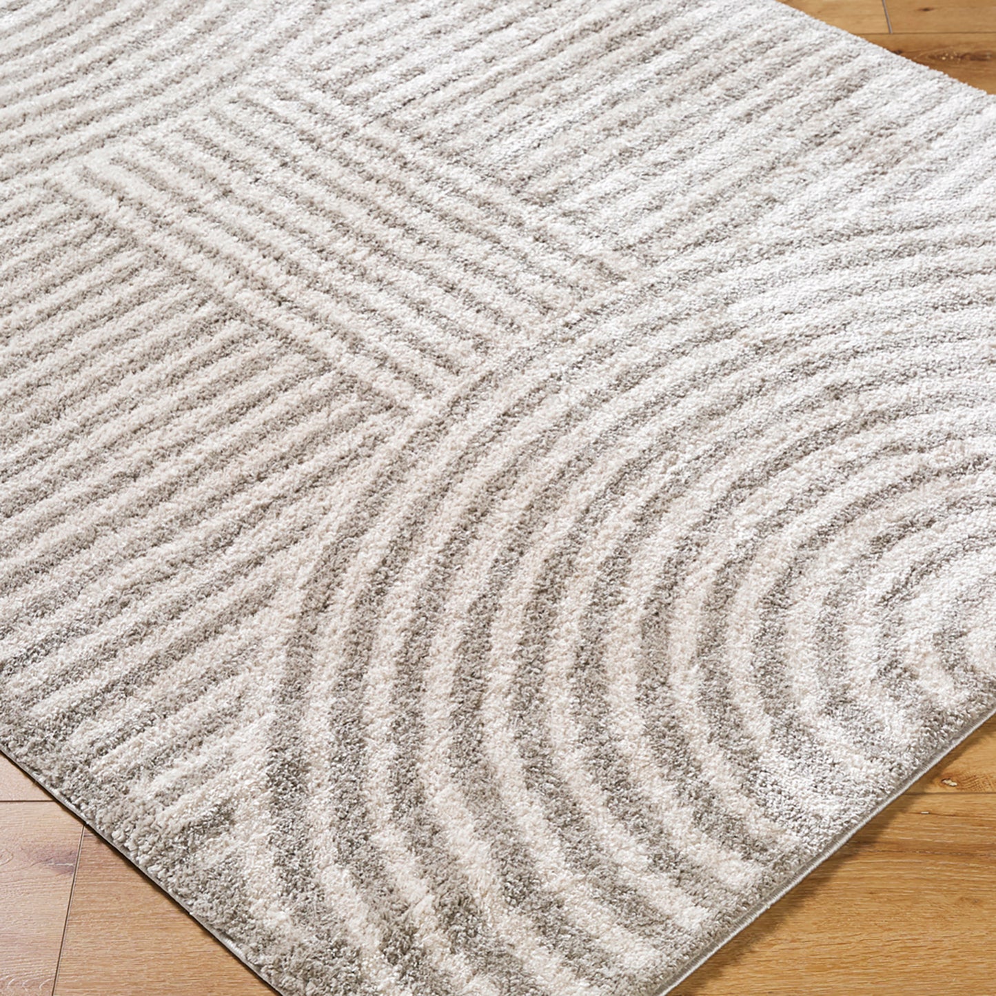 PRUNELLE Machine Washable Shaggy Boho Medium Grey Area Rug